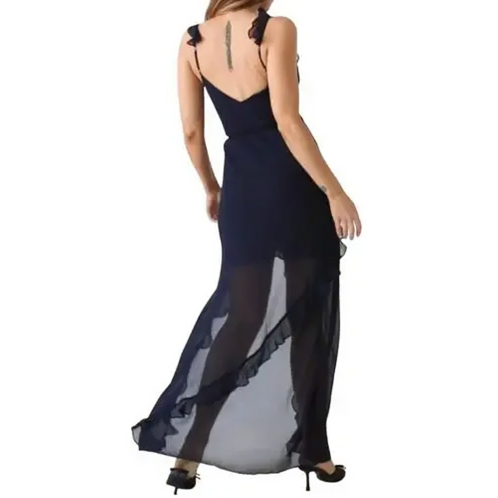 Rumored Navy Blue Resort Maxi Dress Large Party Cocktail Vacation Summer Formal - Picture 3 of 5
